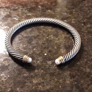 David Yurman cable bracelet with pearl